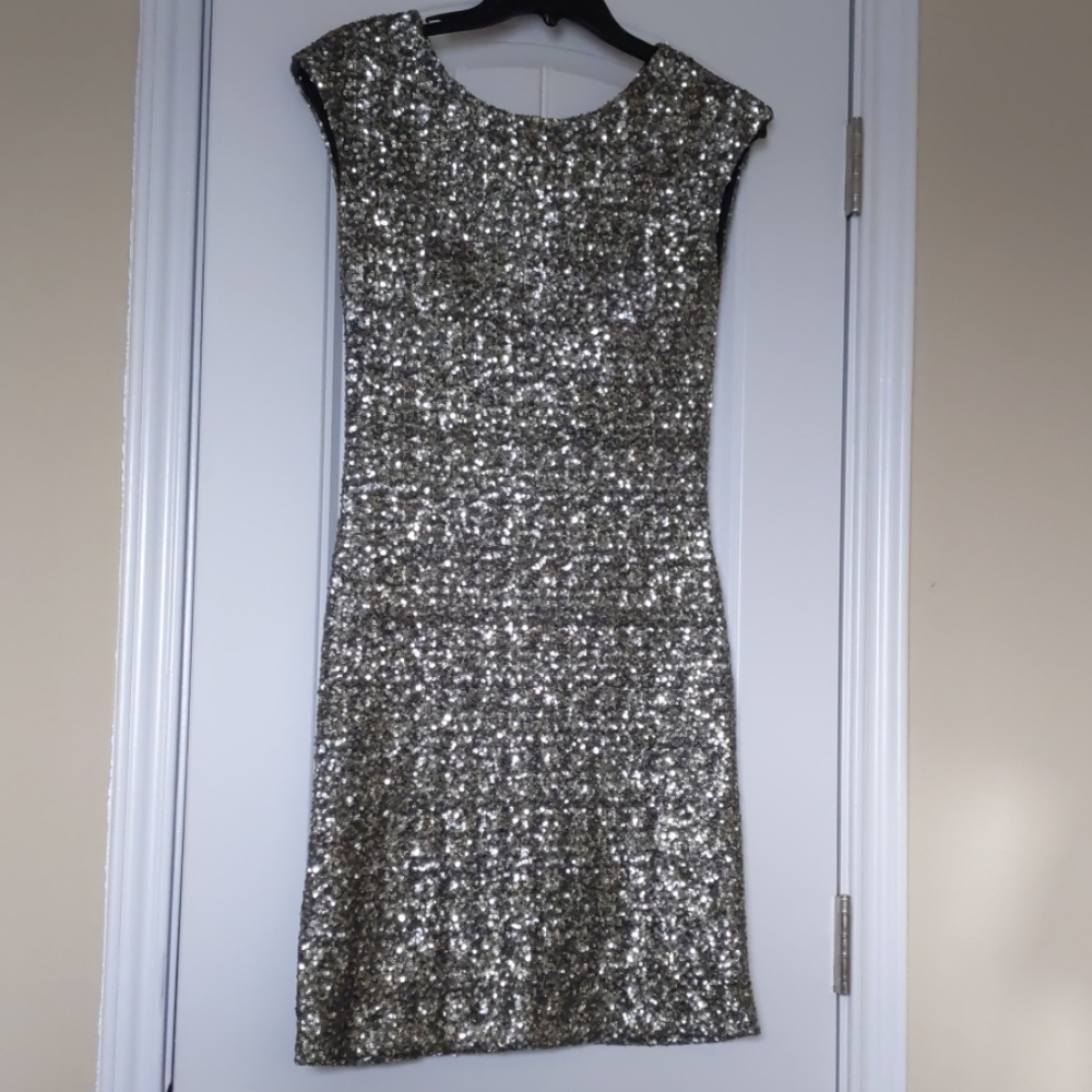 RED Saks Fifth Avenue Fitted Sequin Dress